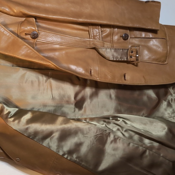 Vint. 70s Cortefiel Retro tan leather jacket 38 chest (mens small) - Picture 6 of 9